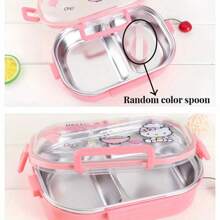Sanrio 1 pezzo Scatola bento Hello Kitty Sanrio con cucchiaio - Simpatica scatola porta cibo rosa con 2 scomparti, portatile, adatta per campeggio, ufficio e viaggio, lavaggio a mano, design quadrato, tema cartone animato, adatta per varie festività. Può essere usata a casa per il ritorno a scuola, scatola per la frutta, scatola del pranzo, scatola bento. Regalo perfetto