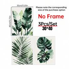 3 件套热带植物水彩墙画套装 - 棕榈叶和龟背竹叶，无框帆布海报，适用于现代家居装饰 - 非常适合客厅、卧室、办公室 - 独特的礼物创意 - 3PCS - 查看 13