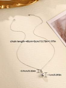 1 Set de Joyería elegante y suave con cubic zirconia en tono plateado, aretes y collar de perla gris simulada de plata esterlina 925, adecuado para uso diario de mujeres y como regalo