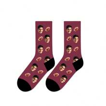 1 Pair Customized 3D Numeric Hot Transfer 360° Print Personalized Face Design Crew Socks, Unisex, Comfortable, Breathable, Fashion, Suitable As Gifts For Friends, Family, Couples, Holidays, Vacations - Football Design