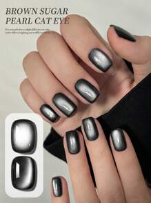 XEIJAYI 1Pc 15ML Black Pearl Cat Eye Nail Gel - Luxurious Deep Black With Iridescent Pearl Effect, Professional LED Gel Polish For Women's Salon & DIY Manicure, Long-Lasting Shine & Chip-Resistant, Perfect Gift For Nail Art Lovers - 黑色 - 查看 4