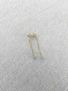 1PC 925 Sterling Silver Four Leaf Clover Earrings Zirconia Flower Earrings For Women