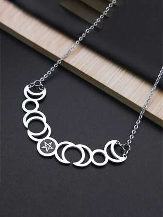 Triple Moon Goddess Sun Pentagram Stainless Steel Hecate Necklaces Witch Luna Necklace Jewelry Esotericos Y Brujeria