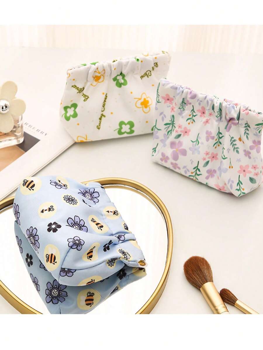 1pc New Style Red Bag Key Organizer Flap Makeup Bag Data Cable Storage Bag Pocket Bag Portable Organizer Bag Suitable For Makeup Tools, Travel, Bathrooms, And Home Use - Multicolor - View 1