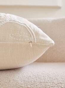 1 件米色詹姆士风格花卉和叶子刺绣装饰枕套，适合室内装饰，四季皆宜，无芯 - 米色 - 查看 10