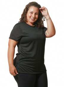 Kit 3 Blusa Feminina Plus Size Roupa de Academia Tapa Bumbum Dry Fit Blusinha Fitness Camiseta Treino