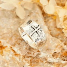 1pc Boho Vintage Cross Engraved Ring - Timeless Unisex Style, Suitable For All Occasions, Perfect Party Accessory And Gift - Silver - View 4