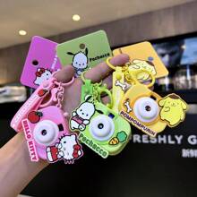 Sanrio 1 stuk officieel gelicentieerde Sanrio sleutelhangers, beeldjes, Kuromi projectielichtcamera, cartoon pluche tas, nieuw cadeau