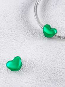 STYFNE 1pc Valentine's 2025 New Heart Pendant In Blue, Pink, Green, Black Color Series, Suitable For Women Bracelet DIY, Jewelry, Daily Small Gift