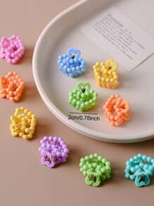 30pcs Colorful Bead & Heart Shape Hair Clips, Cute & Sweet, Non-Damaging Side Bangs Claw Clips Hair Accessories
