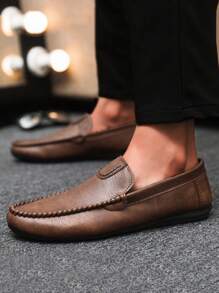 Men's Loafers New Casual Shoes Versatile Moccasins Slip-On Fisherman Shoes Slouchy Shoes Youth Shoes Canvas Flat Boat Shoes Men's Shoes Black Formal Shoes Casual Cloth Shoes Business Leather Shoes (Run Small And Narrow, Suggest Ordering 2 Sizes Up) - Brown - View 5