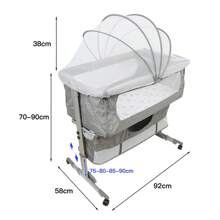 Baby Bed That Grows With Your Child, Height-Adjustable Baby Cradle Cododo, Multifunctional Baby Cradle Suitable For Newborns Up To The Age Of 3 Years, 92*58*70-90cm - 灰色 - 查看 5