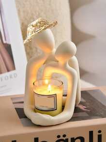 1 Piece Creative Couple Figurines Sculpture Candle Holder For Modern Home Decoration Such As Living Room, Desk, Bedroom Bedside Table, Etc. Anniversary Gift For Mom, Valentine's Day Gift.