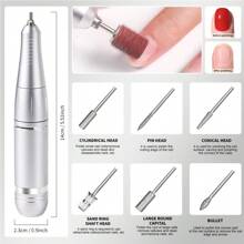Professional Rechargeable 45000 RPM Nail Art Drill, Portable Electric File, Acrylic Gel Abrasive Tool With 6 Drill Bits And Sanding Belts For Manicure And Pedicure Sculpting And Polishing Professional Electric Nail Drill For Acrylic Nails Professional Kit With Holder To Hold The Sanding Head