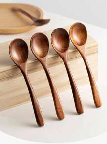 1PC Wooden Spoon Is A Must-Have For Both Kitchens And Restaurants. It Is Suitable For Serving Soup Spoons, Dessert Spoons, And Simple Wooden Soup Spoons, With A Rustic Style., Back To School Supplies