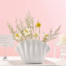 1 Stück Premium einfache kreative Muschelvase, Tulpen Künstliche getrocknete Blumen Dekoration, Wohnzimmer/Esszimmertisch Blumenarrangement Accessoire, geeignet für Heim- und Tischdekoration Heimdekoration Raumdekoration Blumenvase Glasvase - Verschiedenfarbig - Übersicht 5