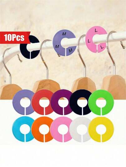 10PCS [Colorful Closet Dividers] Colorful Plastic Closet Dividers - Reusable Hanger Tags For Organizing Clothes, Space-Saving Wardrobe Separators |Marking Ring Convenient Garment Tag DIY Clothes Accessories(10 Colors Random)