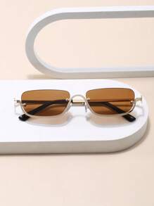 1 件复古风格半框太阳镜，时尚绿色时尚女士眼镜，为优雅的夏日假期增添魅力 - 彩色 - 查看 7