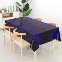 1pc Purple Galaxy Tablecloth, Square Plastic Tablecloth, Waterproof & Stain Resistant, Durable & Easy To Spread, Suitable For Events, Picnics, Camping Etc.