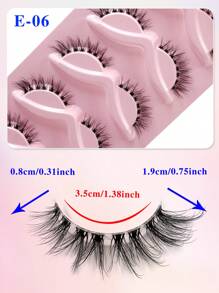 ENCHUW 5 par rzęs Fox Eye, rzęsy Cat Eye z przezroczystym paskiem, wydłużone rzęsy Winged End, puszyste, miękkie, naturalne, długie, sztuczne rzęsy z norek