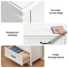 Commode à 4 tiroirs, blanche, chambre à coucher Commode à 4 tiroirs spacieux pour couloir, bureau, chambre à coucher, salon