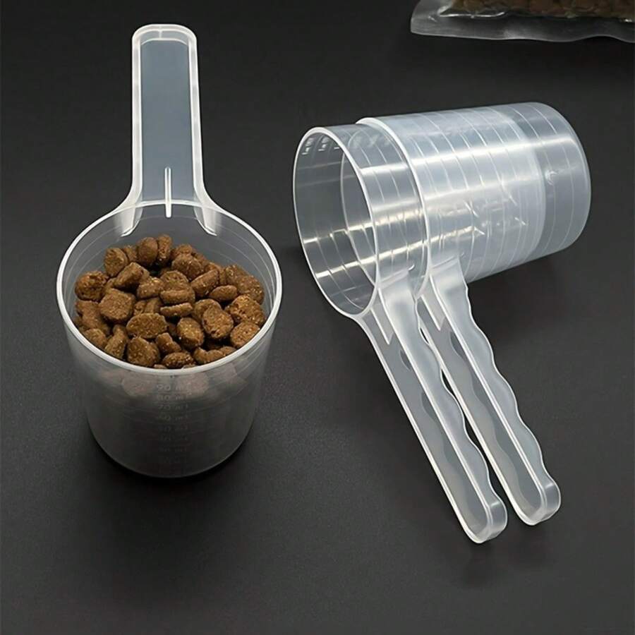 50g/3.38oz Plastic Measuring Cup, Multi-Purpose Pet Food Scoop, Gradual Scale, Suitable For Powders And Liquids, Transparent, No Batteries Required