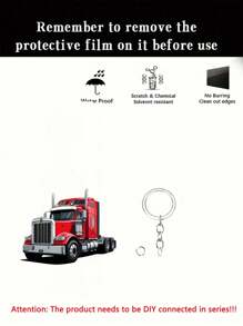 1pc Truck Pattern 2D Acrylic Pendant, Can Be Used As A Multi-Functional Keychain, Decorative Gift Accessories, Interior Hanging Decoration, DIY Backpack Hanging Decoration. It Can Also Be Used For Valentine's Day, Car Decoration, Home Decoration, Holiday Decoration And Room Decoration. Car Accessories Bag Charm Backpack For School