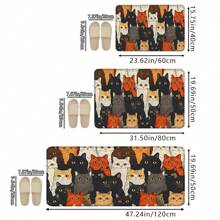 1pc Creative Cartoon Multicolor Cat Print Floor Mat, Soft Non-Slip Absorbent Machine Washable Rectangle Low Pile Rug, Suitable For Living Room, Bedroom, Kitchen, Laundry Room - Multicolor - View 3