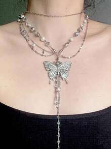 1pc European&American Minimalist Butterfly Tassel Multi-Layer Beaded Waist Chain, Unique Elegant Fashionable Elegant Sexy Waist Chain, Women Gift, Party Jewelry