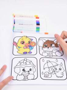 1pc Coco Coloring Book Featuring Super Cute Animal Characters In Cozy Hygge Moments For Relaxation Children's Gifts, Cute Cartoon Coloring Books Wyo Colouring Book,Mother's Day,Mom's Gift,Back To School,School Supplies