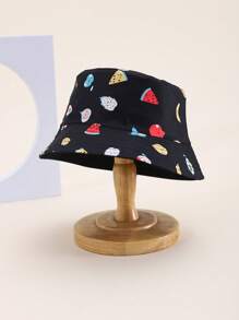 1pc Kids Fruit Print Bucket Hat, Sun Protection Bucket Hat For Boys & Girls, 3-6Y, Spring