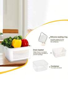 Zestaw 9-częściowy {3 pokrywki + 3 kosze + 3 pudełka} Przykryte pojemniki do przechowywania w lodówce - składane pojemniki do organizacji lodówki z tacką ociekową na owoce, warzywa i produkty suche - wielofunkcyjny system organizacji kuchni na kemping i do jadalni