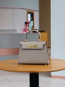 2025 高端时尚女士手提包，优雅小巧的棕榈纹理包，OL通勤多功能工作包，奢华立体小方包，女士单肩斜挎包 - 灰色 - 查看 8