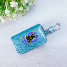 Car Key Bag Uniform Car Key Storage Bag Creative Keychain Blingbling Car Key Protector Secure Zipper Closure Protector Stylish Waist Pocket Car Key Protector Unisex For Women Mini Wallet,1pc Black & Gold PU Leather Car Key Case - Multicolor - View 32