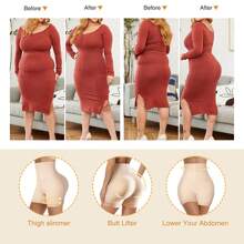 Women Butt Lifter Padded Lace Shapewear High Waist Tummy Control Panties Butt Shaping Hip Enhancer Body Shaper Fake Buttock Underwear Shorts - 米色 - 查看 5