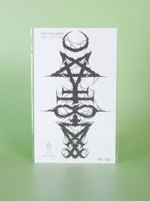 1Pc Gothic Geometric Temporary Tattoos Waterproof Sweatproof Last For 1-2 Weeks Realistic Herbal Juice Anti-Friction Non-Reflective Faux Black Fake Tattoos For Woman And Men Tattoo Stickers For Arm, Chest, Leg, Abdomen, Waist Modernist Body Art,Sketch Style - Black - View 6