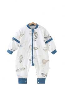 1.0 TOG 儿童双层针织分腿睡袋男女宝宝可拆卸袖可爱汽车印花睡袋连体睡衣 - 彩色 - 查看 17