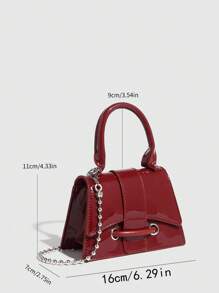 1pc Girl's Solid Color PU Leather Mini Square Shoulder Bag, Metal Chain Strap Crossbody Purse, Casual Handbag Suitable For Girls, Students, School, And Daily Outings