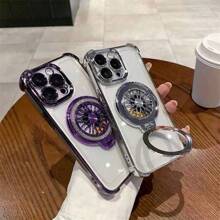 透明磁力陀螺仪支架奢华时尚防震气囊手机壳兼容 17/6/7/8/X/XS/XR/11/12/13/14/15/16/16e/、Galaxy S22/23/24/25/S24 FE/S25 EDGE、A07/A04/05/06/A14/A15/A16/A17/A24/A25/A34、Redmi Note 7/8/9/10/11/12/13/14/15、Redmi 9/10/12/13C/14C/15C/A5、OPPO、MOTO、Honor X、HW、Realme C53 C55 - 紫色 - 查看 6