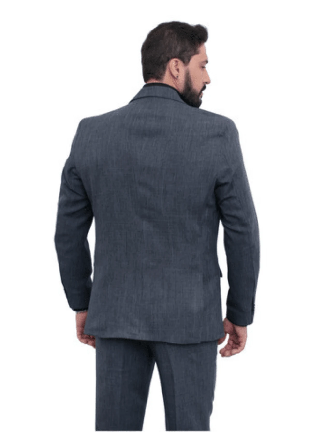 Micro Blend Blazer Suit With Pants + Jacquard Tie - 深灰色 - 查看 1