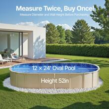 Oval Or Round Pool Liner, 12*24 Ft To 15*30 Ft Or 18 Ft To 33 Ft Unibead Above Ground Pool Liners, 52in Wall Height, Durable Standard Gauge Vinyl, Designed For Steel Sided Above-Ground Swimming Pools - Oval 12*24 ft - 查看 3
