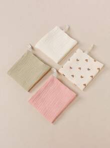 4pcs Baby & Toddler Cotton Double-Layer Muslin Square Handkerchief Towels, Swaddle Cloths - Multicolor - View 6