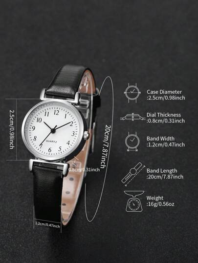 1pc Elegante able Digital Scale Dial Small Face Quartz Watch, Classic Compact College (Watch Box Not Included) view 3