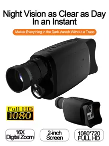 夜视单筒望远镜 - 全黑高清夜视，适合户外探险 - 数码变焦，可充电，非常适合狩猎、露营、野生动物观察、夜间监视 - 黑色 - 查看 3