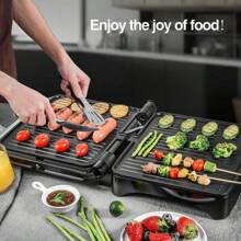Panini Press Grill Indoor Sandwich Maker With Temperature Setting, 4 Slice Large Non-Stick Versatile Grill, Opens 180 Degrees To Fit Any Type Or Size Of Food, Removable Drip Tray, 1200 W Crepe-CBETCL - 預設 - 查看 5