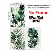 3 件套热带植物水彩墙画套装 - 棕榈叶和龟背竹叶，无框帆布海报，适用于现代家居装饰 - 非常适合客厅、卧室、办公室 - 独特的礼物创意 - 3PCS - 查看 15