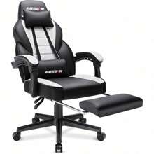 BOSSIN Gaming Chair with Footrest and Massage 400lb Weight Capacity, Big and Tall Gaming Chair for Adults, Ergonomic Heavy Duty Gaming Chair with Large Size Seat and High Back - Blanco - Ver 8