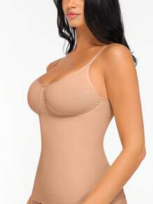 FeelinGirl Womens Tank Top Shapewear Tummy Control Tops Slimming Cami Tank Seamless Compression V Neck Camisole - 駝色 - 查看 3