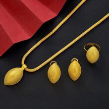 Dubai Eritrean Women Golden Color Pendant, Ring, Earring 3pcs Jewelry Set, Ethiopic Wedding Bridal Jewelry Gift For Holidays - A - View 2