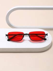 1 件复古风格半框太阳镜，时尚绿色时尚女士眼镜，为优雅的夏日假期增添魅力 - 彩色 - 查看 5